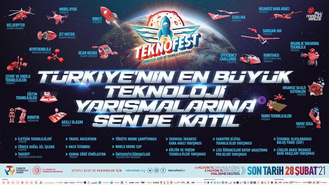 Dünyanın En Büyük Havacılık, Uzay ve Teknoloji Festivali #TEKNOFEST İçin Başvurular Başladı 