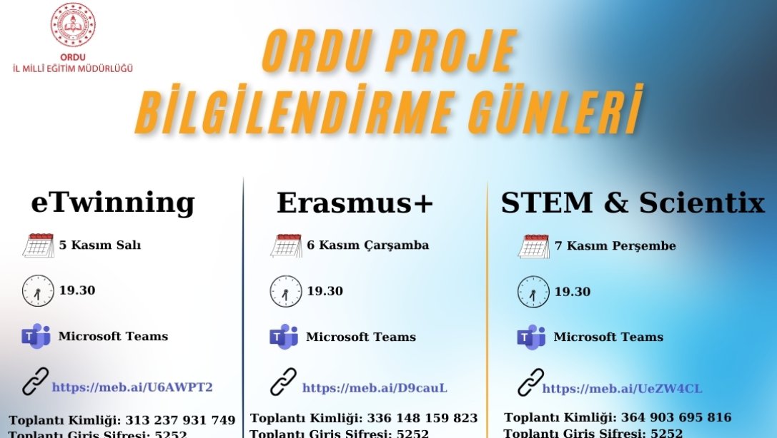 Ordu Proje Bilgilendirme Günleri'nde eTwinning, Erasmus+ ve STEM&Scientix Eğitimleri Verildi.